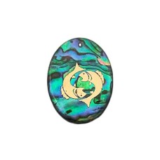 Pingente Signo Peixe de Resina com Abalone 30x21mm Dourado 1 unidade