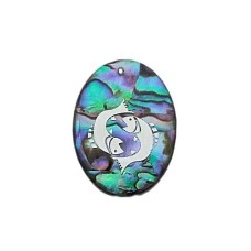 Pingente Signo Peixe de Resina com Abalone 30x21mm Níquel 1 unidade