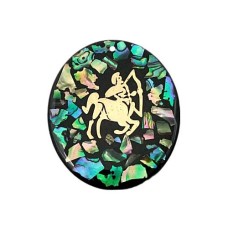 Pingente Signo Sagitário de Resina com Abalone 55x45mm Dourado 1 unidade