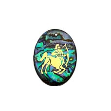 Pingente Signo Sagitário de Resina com Abalone 30x21mm Dourado 1 unidade