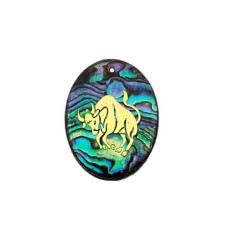 Pingente Signo Touro de Resina com Abalone 30x21mm Dourado 1 unidade