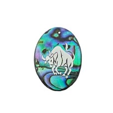 Pingente Signo Touro de Resina com Abalone 30x21mm Níquel 1 unidade