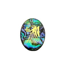 Pingente Signo Virgem de Resina com Abalone 30x21mm Dourado 1 unidade