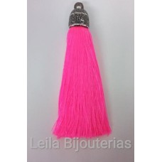 Tassel Rosa Fluor 14 cm com Tulipa e Caneca com estrass 1 unidade