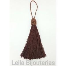 Tassel Marrom Café 10.8 cm com corda pingente de 3.5 cm - 6 unidades