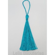 Tassel Azul 7cm com corda pingente de 5 cm - 10 unidades