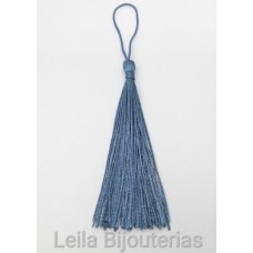 Tassel Azul Denim 7cm com corda pingente de 5 cm - 10 unidades