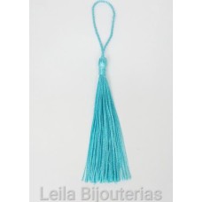 Tassel Azul Claro 7cm com corda pingente de 5 cm - 10 unidades