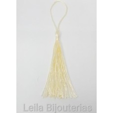 Tassel Marfim 7cm com corda pingente de 5 cm - 10 unidades