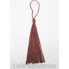 Tassel Marrom Claro 7cm com corda pingente de 5 cm - 10 unidades