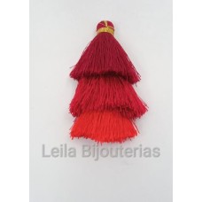 Tassel triplo Vermelho 7 cm - 2 unidades