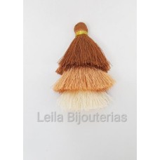 Tassel  Caramelo e Marfim 7 cm - 2 unidades