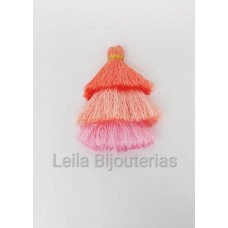 Tassel triplo Salmão e Rosa 7 cm - 2 unidades