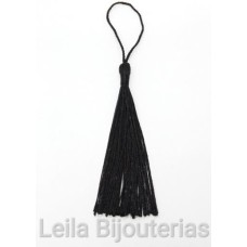 Tassel Preto 7cm com corda pingente de 5 cm - 10 unidades