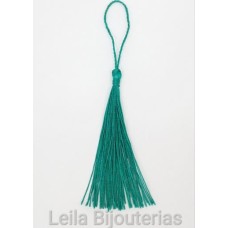 Tassel Verde Petróleo 7cm com corda pingente de 5 cm - 10 unidades