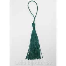 Tassel Verde Petróleo Escuro 7cm com corda pingente de 5 cm - 10 unidades