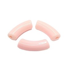 Entremeio de Resina Tubo Curvado 35x11mm Rosa Bebê 12 Unidades