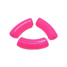 Entremeio de Resina Tubo Curvado 35x11mm Rosa Pink 12 Unidades